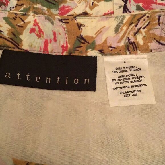 Vintage Attention Floral A-Line Cotton Skirt - Pink and Cream - Picture 4 of 4